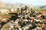 Dead Iraqi Kurds of Halabja in 1988 after they were attacked by Iraqi armed forces which used poison gas to massacre the civilian population.