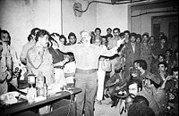 Arafat addressing Fatah officers shortly before exile from Lebanon, 1982