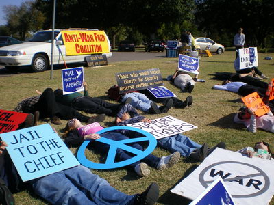 Die-In at OKC rally against the war