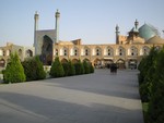 Masjed-e Shah from the Medan, Esfahan, Iran. Imam Mosque is a mosque in Isfahan, Iran standing in south side of Naghsh-i Johan square. Built during the Safavid period, an excellent example of Islamic Architecture in Persia(Iran).