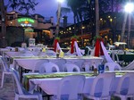 La Carmela Hotel dinner buffet prepared on the shores of white beach, Boracay Island, Philippines as seen in this March 11, 2009 photo.