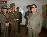 Kim Jong-il visiting a military unit.