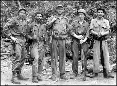 Juan Almedia with Fidel and Raul Castro during the revolutionary war.