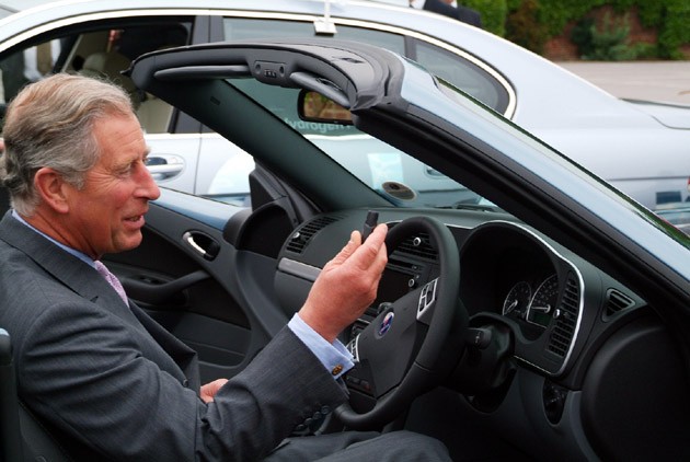 Prince Charles drives a Saab 9-3 BioPower