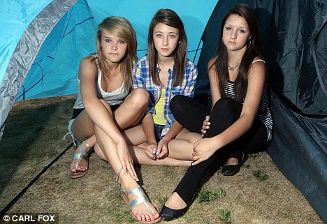 Fear: Bethany (centre) was with her friends Amie, left, and Sherice, right when the attack occurred 