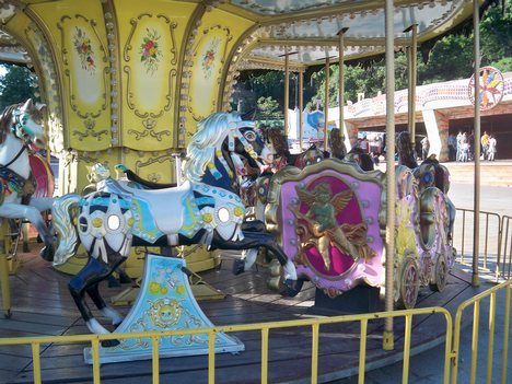 Carousel in amusement park - Fun fair - Lunapark in Macka, Istanbul