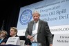 Oil Spill Commission Co-Chairs Bob Graham, right, fellow Co-Chair William Reilly, center, and commission member Cherry Murray, prepare for a hearing on the BP Deepwater Horizon Spill and Offshore Drilling in Washington, Monday, Sept. 28, 2010.