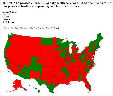 Roll-call vote map