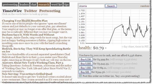 Pretweeting.com: researching words with Times Newswire 