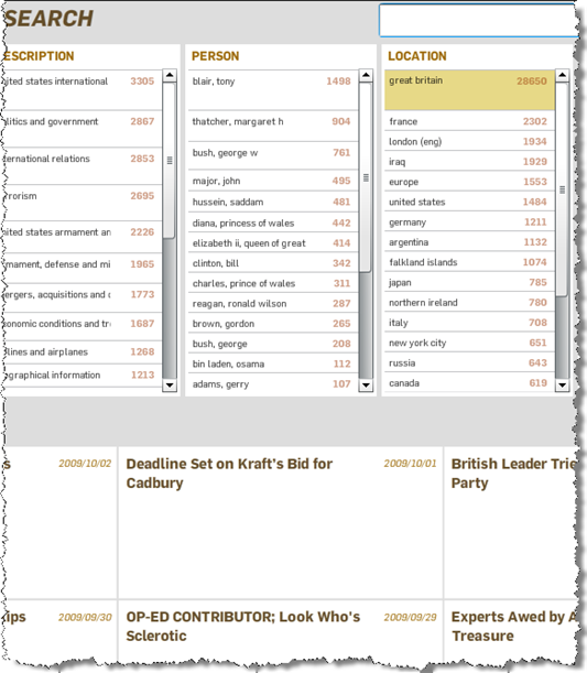 General results using a location facet