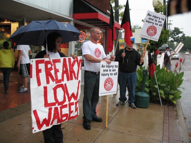 Demonstrators Outside of Eastown Jimmy John's