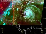 Satellite image taken from the GOES-12 satellite of Hurricane Frances at approximately 0740 EST.