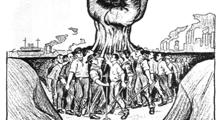 An IWW cartoon which captures how important the general strike is as a tool to bring about revolution