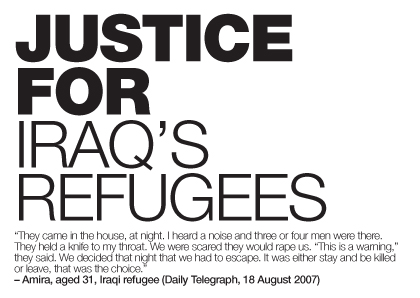 'Justice for Iraq's refugees' postcard