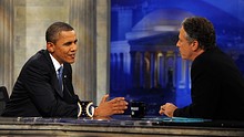Barack Obama and Jon Stewart