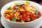 Penne with tomato and basil sauce