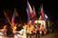 FEBRUARY 1 , 2009 , MANILA CITY , PHILIPPINES - FILIPINO ARTISTS PERFORMING A CULTURAL DANCE WHILE SWAYING PHILIPPINE FLAGS ALONG INTRAMUROS , A KNOWN LOCATION FOR TOURIST.