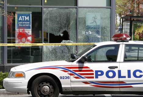 World Bank/IMF protesters smashed the windows of this PNC Bank branch located in the Logan Circle neighborhood of Washington, D.C.