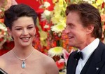  Catherine Zeta-Jones and husband, Michael Douglas arrive at the 73rd Annual Academy Awards Sunday March 25 at the Shrine Auditorium in Los Angeles.  (js1) 