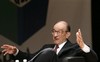  Alan Greenspan gestures while speaking at the Book Expo America 2007 convention Friday, June 1, 2007 in New York. (AP Photo/Frank Franklin II)   (js1) 