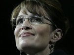 Republican vice presidential candidate, Alaska Gov. Sarah Palin speaks to a crowd during a rally in Fort Wayne, Ind., Saturday, Oct. 25, 2008.