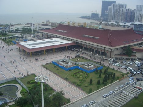 The Gongbei Point of Entry viewed from above. The Gongbei Port is an immigration and customs checkpoint within the People's Republic of China between the province of Guandong and the Special Administrative Region of Macau.