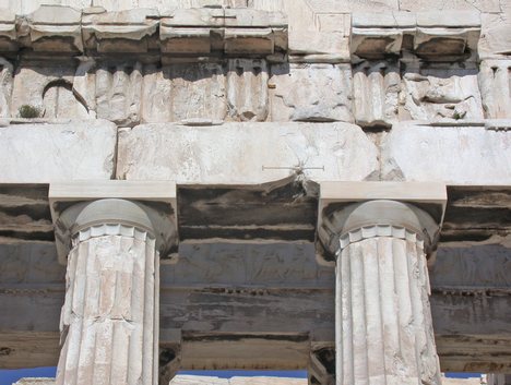 Entablature on the west side of the Parthenon.