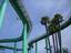 The underside of the Logger's Revenge, a log flume at the Boardwalk extends along the coast of the Monterey Bay, from just east of the Santa Cruz Municipal Wharf to the mouth of the San Lorenzo River.