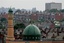 Part of a mosque in the Hyde Park area of Leeds, England, is seen amongst the skyline, Thursday, July 14, 2005. According to officials, evidence suggests that four suicide bombers, including at least three Britons of Pakistani descent, carried out last weeks London bombings. Police have raided homes in Leeds searching for explosives and computer files that may shed more light on the suicide bombi