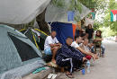 Palestinians refugee camp outside UN offices in Athens, a long time struggle requesting political asylum