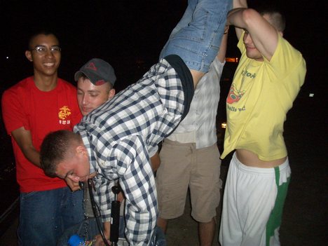 Typical form for a keg stand