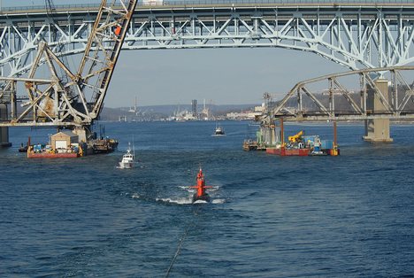 Nuclear research submarine NR-1 is towed by Military Sealift Command (MSC) submarine support vessel MV Carolyn Chouest.