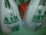 Grocery goods in plastic bags