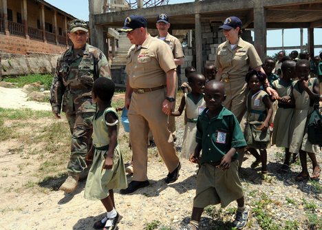 Sailors visit St. Theresa's Early Childhood Development Centre.