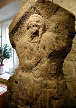 Gritstone bas-relief of Romano-British woman