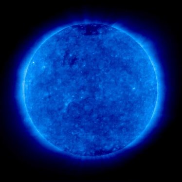 False-color image of the Sun's corona as seen in deep ultraviolet by the Extreme ultraviolet Imaging Telescope