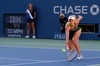 Caroline Wozniacki in action on Day 8 of the 2010 US Open at the USTA Billie Jean King National Tennis Center Queens, New York September 6, 2010