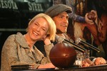 Renee Zellweger, and George Clooney talk durning a press conference at the Duluth Train Depot, in Duluth, Minn., on Monday March 24, 2008.  This was the first city of the press tour for the new movie