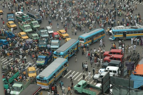 INDIA-TRAFFIC-JAM Traffic Jam at Central Kolkata due Trinomool Congress Meeting in Kolkata in Eastern India City ----- WN/BHASKAR MALLICK