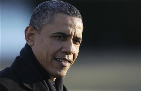 President Barack Obama returns to the White House in Washington, Thursday, Feb. 10, 2011, after traveling to Marquette, Mich..