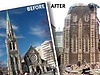 Christchurch cathedral before and after