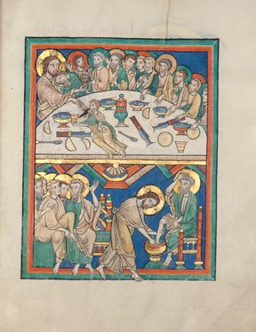 Evangelistar von Speyer, um 1220 Manuscript in the Badische Landesbibliothek, Karlsruhe, Germany Cod. Bruchsal 1, Bl. 28r