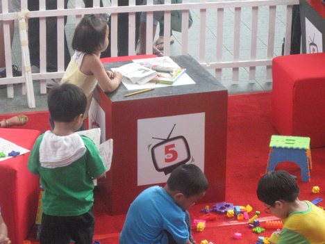 Kids playing stuff with different shape and color. Courtesy of ABC 5 network held in SM Mall of Asia Philippines. Dated May 1, 2009.