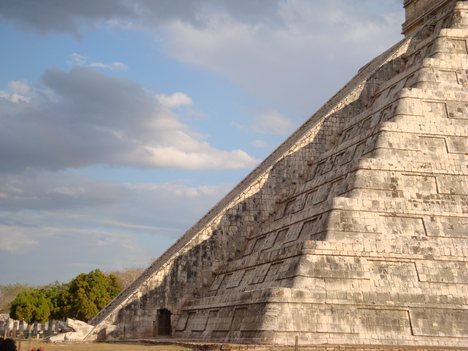 Chichen Itza pyramid during the spring equinox - Kukulkan, the famous descent of the sna