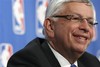 NBA commissioner David Stern smiles as he speaks during a news conference following a meeting of the NBA Board of Governors, Friday, April 18, 2008, in New York. 