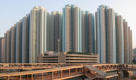 Tin Fu Court, a public housing estate of the Home Ownership Scheme in Tin Shui Wai, Hong Kong