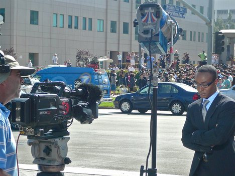 Michael Okwu of NBC News outside UCLA Medical Center