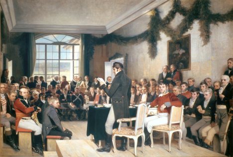 The 1814 constitutional assembly, painted by Oscar Wergeland