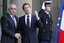 Palestinian Prime Minister Salam Fayyed, left, is welcomed by French President Nicolas Sarkozy prior to their meeting at the Elysee Palace in Paris, Thursday, Feb. 3, 2011.