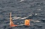 Debris is seen adrift in the Pacific Ocean off the coast of Japan.